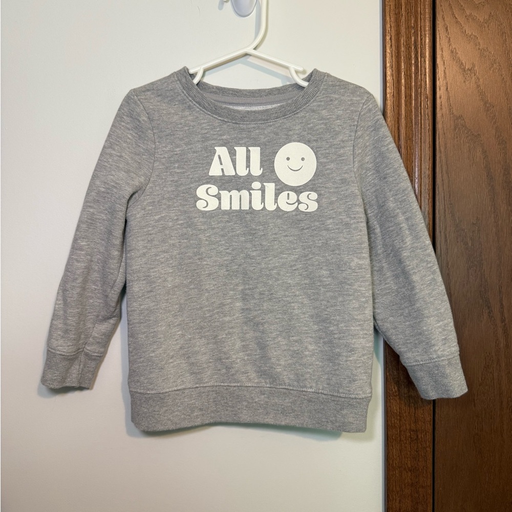 Cat & Jack Gray Sweatshirt All Smiles Design